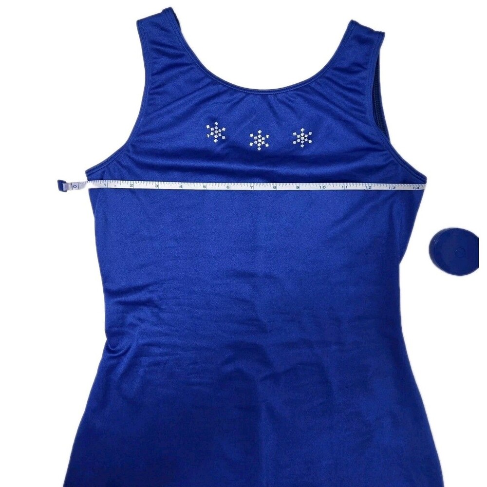 GK Elite VTG 90s Blue Snowflake Bling Logo Biketard Unitard Dance AXL Adult XL - Picture 14 of 16